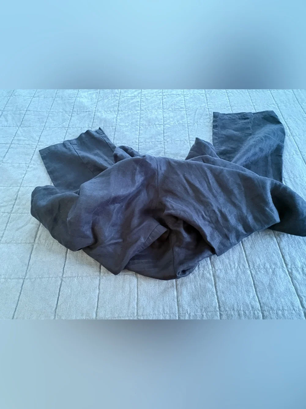 Quince Black Elastic-Waist Linen Crop Pants
